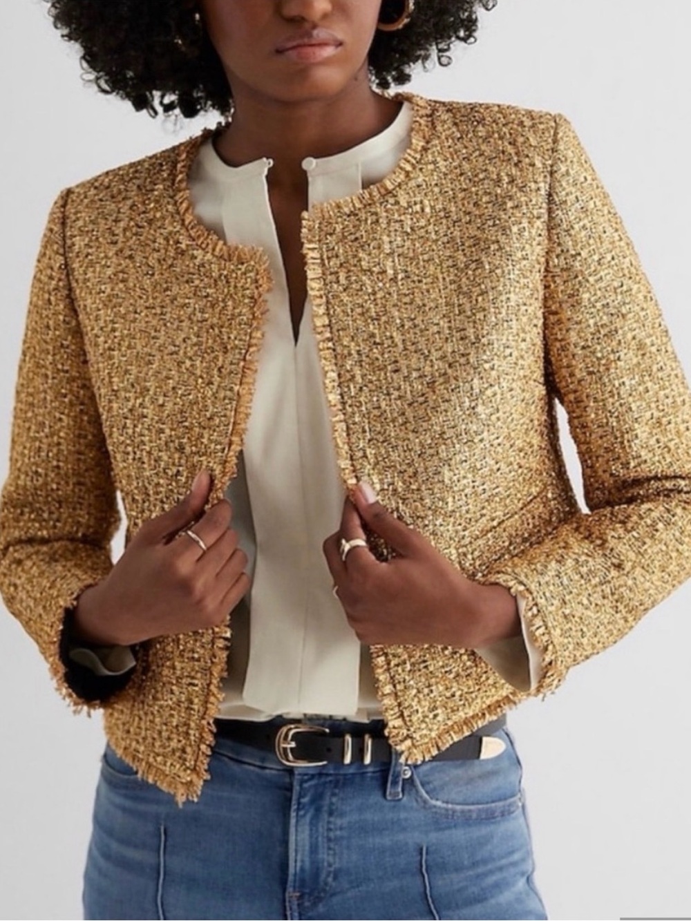 Express Gold Tweed Jacket, Medium